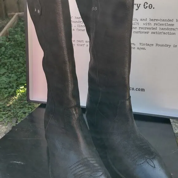 Vintage Foundry Co Aliza Tall Leather Black Boots
