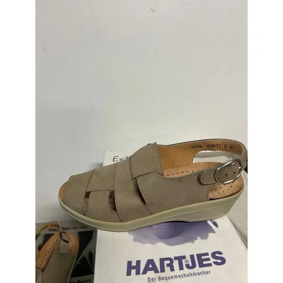 Vintage Hartjes Women's Stone Calf-Leather Adjustable Sling-back Sandals 82032‎
