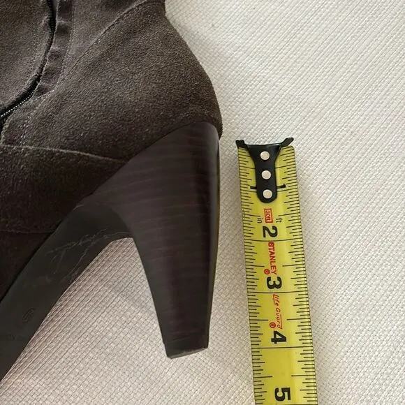 Vintage Kelly &amp; Katie Tall Brown Suede Leather Knee High Heel Boots Sz 9.5