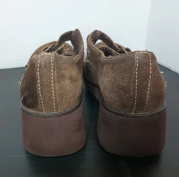 Vintage Lizzie McGuire Chunky Y2K Shoes Girls Size 1 Brown Embroidered RARE