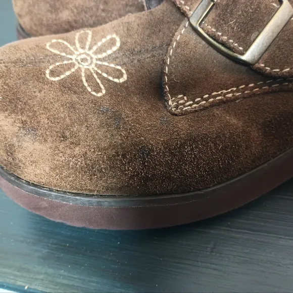 Vintage Lizzie McGuire Chunky Y2K Shoes Girls Size 1 Brown Embroidered RARE