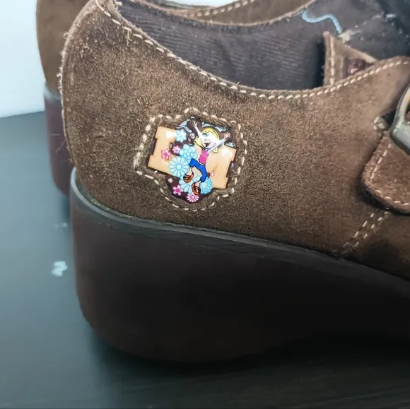 Vintage Lizzie McGuire Chunky Y2K Shoes Girls Size 1 Brown Embroidered RARE