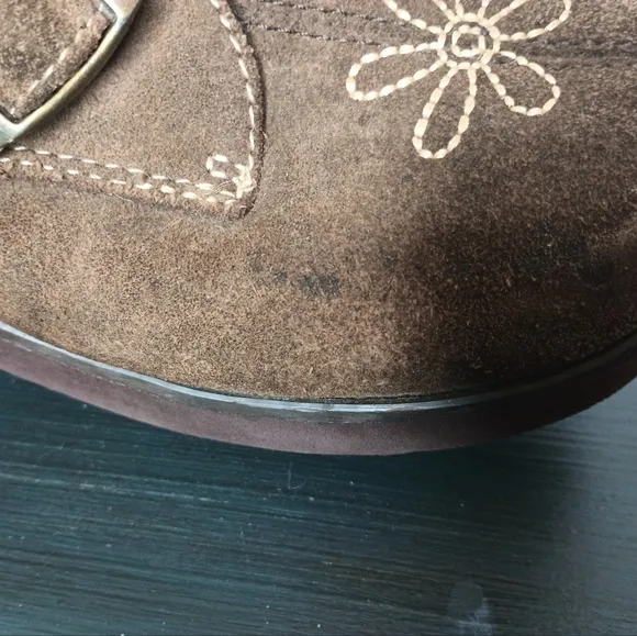 Vintage Lizzie McGuire Chunky Y2K Shoes Girls Size 1 Brown Embroidered RARE