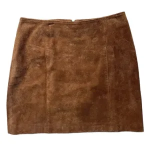 Vintage Old Navy Chestnut Brown Genuine Leather Suede Mini Skirt