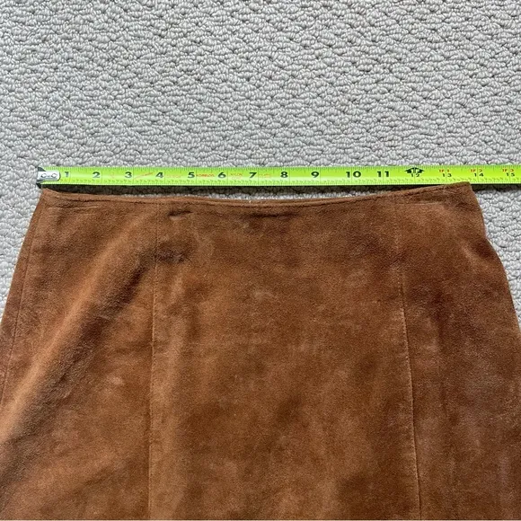 Vintage Old Navy Chestnut Brown Genuine Leather Suede Mini Skirt