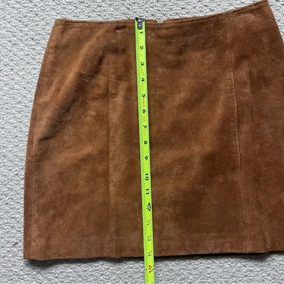 Vintage Old Navy Chestnut Brown Genuine Leather Suede Mini Skirt