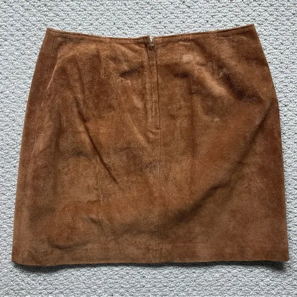 Vintage Old Navy Chestnut Brown Genuine Leather Suede Mini Skirt