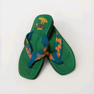 Vintage Spuds Mackenzie Flip Flops Mens 7-8 Green Beach Summer Beer Budweiser