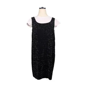 Vintage Velvet Mini Dress Burnout Sleeveless Cocktail Floral Short 90s Black 8