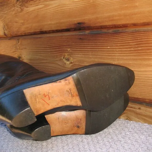 Vintage 80's Black Tall Heeled Leather Boots