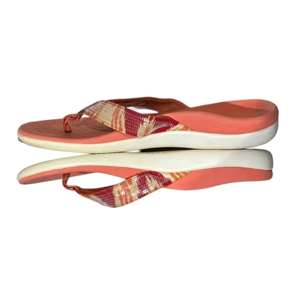 Vionic Orthaheel Tide Sequin MultiColor Flip Flops Thongs Sandals Size US 8