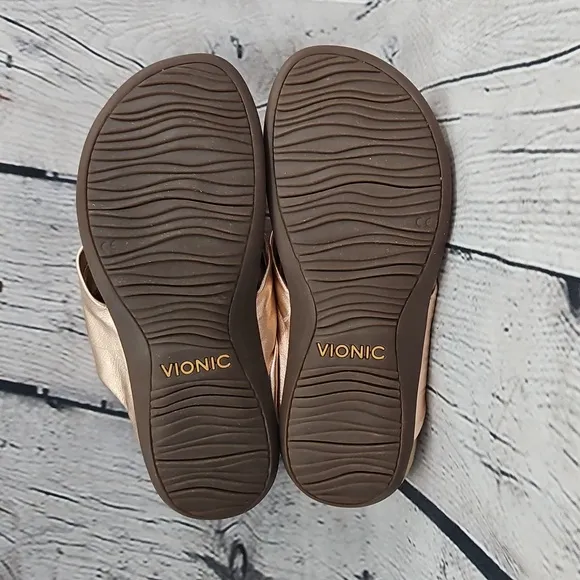 Vionic Pippa Women's Rose Gold Thong Flip Flop Sandals Size 9