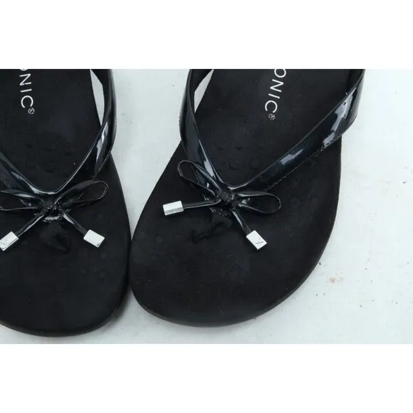 Vionic Rest Bella Black Thong Sandals Womens Sz 10 W WIDE  Flip Flops Shoes