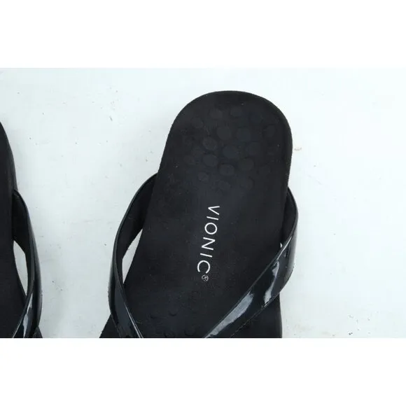 Vionic Rest Bella Black Thong Sandals Womens Sz 10 W WIDE  Flip Flops Shoes