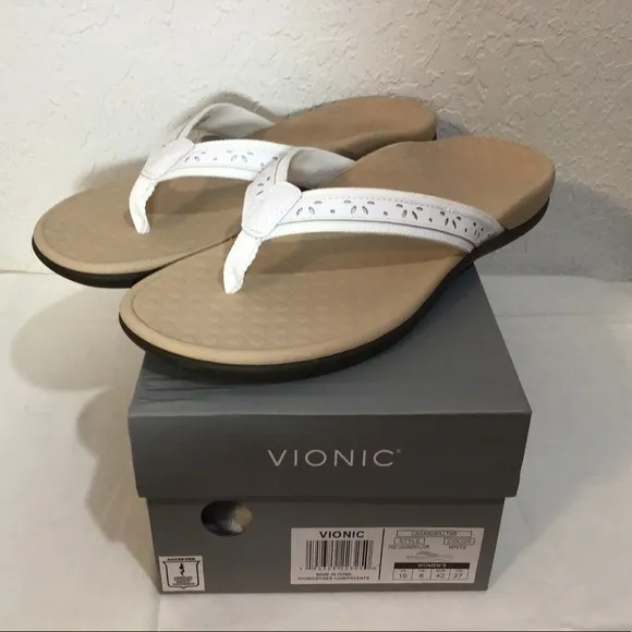 Vionic Tide Casandra White Size 10 Women’s Thong Flip Flop Sandals