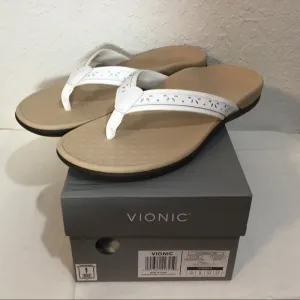 Vionic Tide Casandra White Size 10 Women’s Thong Flip Flop Sandals