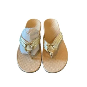 Vionic Women's Sandals Tide Aloe Toe-Post Flip-Flops Shoes Size 9 Gold Comfort
