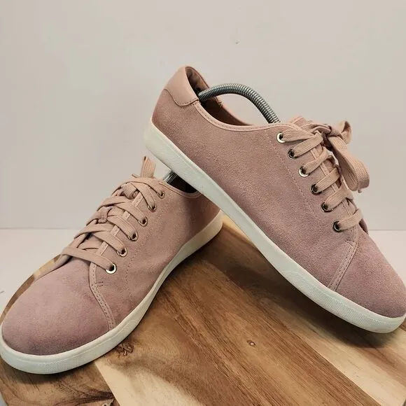Vionic Womens Sunny Brinley Water-Resistant Suede Sneakers size 11 Pink/Rose