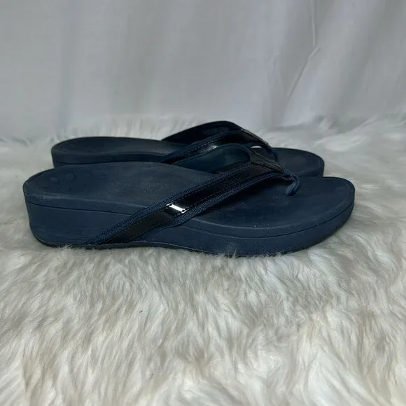 Vionic High Tide II Navy Thong Comfort Sandals Sz 10