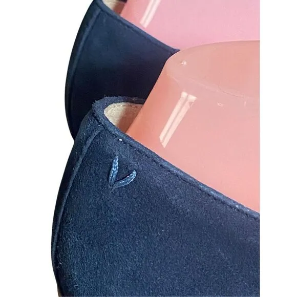 Vionic Willa Wedge Navy Blue Suede Water Repellent Slip On Loafer Shoes Sz 10