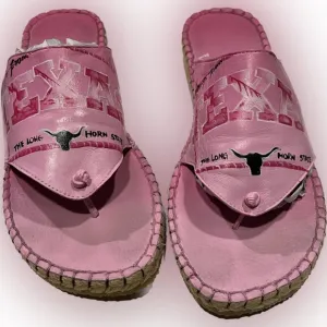 VTG &amp; OOAK Via Blue Via Couture Handpainted Leather Flip Flop Sandals - Size  9M