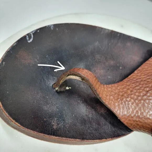 VTG Calleen Cordero Leather Flip Flops Womens 11 Brown Thong Sandals Boho