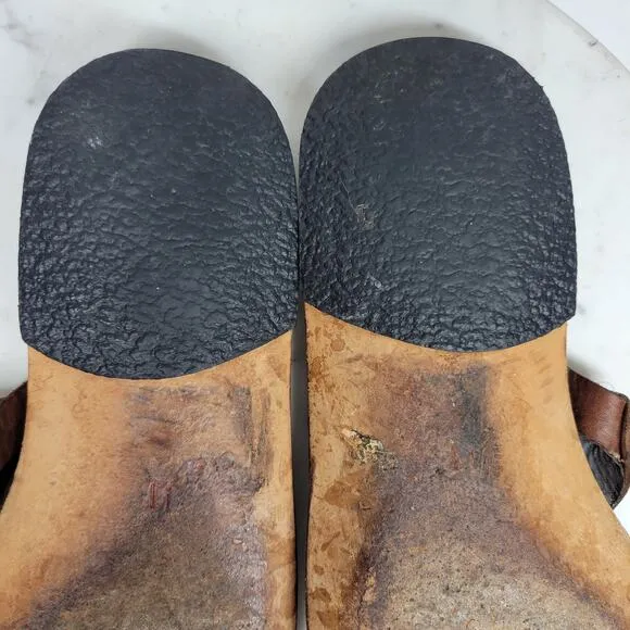 VTG Calleen Cordero Leather Flip Flops Womens 11 Brown Thong Sandals Boho