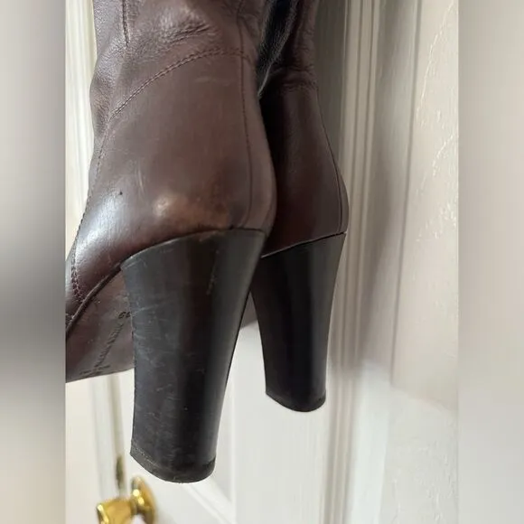 VTG Miss Sixty Brown Leather Tall Boots Size 39/8