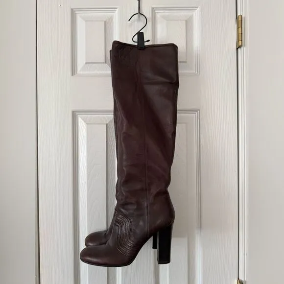 VTG Miss Sixty Brown Leather Tall Boots Size 39/8