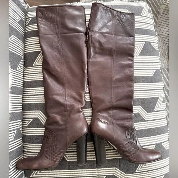 VTG Miss Sixty Brown Leather Tall Boots Size 39/8