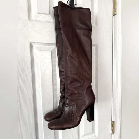 VTG Miss Sixty Brown Leather Tall Boots Size 39/8
