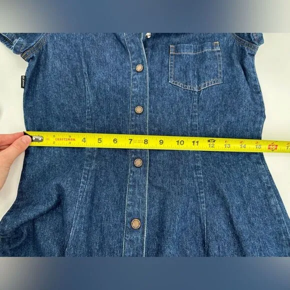 Vtg New York &amp; Company Denim Dress Button Down Y2K 90s Style Size 4