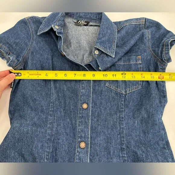 Vtg New York &amp; Company Denim Dress Button Down Y2K 90s Style Size 4