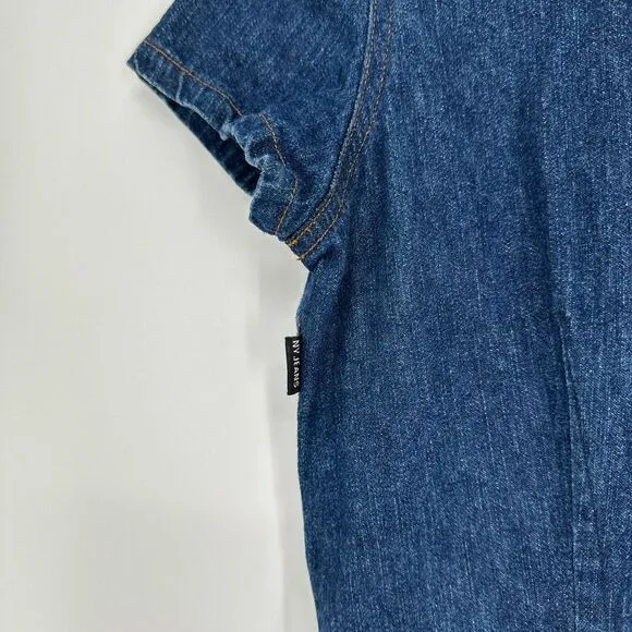 Vtg New York &amp; Company Denim Dress Button Down Y2K 90s Style Size 4