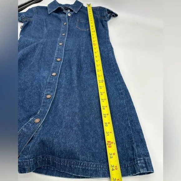 Vtg New York &amp; Company Denim Dress Button Down Y2K 90s Style Size 4