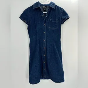 Vtg New York &amp; Company Denim Dress Button Down Y2K 90s Style Size 4
