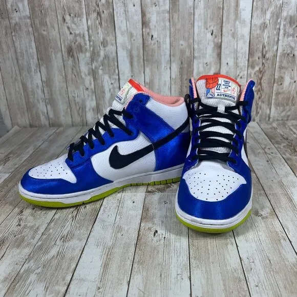 W Nike‎ Dunk High Blue Satin White Black Green Pink DV2185-100 Women's 8
