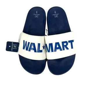 Walmart Logo Flip Flop Slide Sandals Mens Size 9 George RARE White Blue New