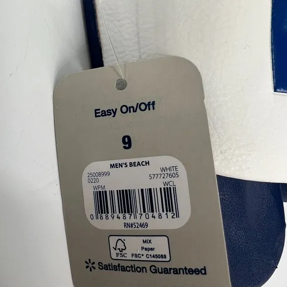 Walmart Logo Flip Flop Slide Sandals Mens Size 9 George RARE White Blue New