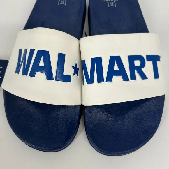 Walmart Logo Flip Flop Slide Sandals Mens Size 9 George RARE White Blue New