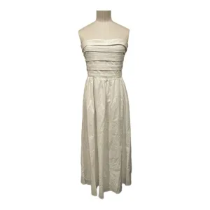 WAYF Sammie Pleat Strapless Stretch Cotton Sundress in White