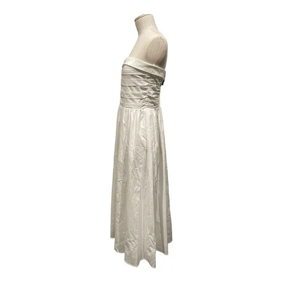 WAYF Sammie Pleat Strapless Stretch Cotton Sundress in White