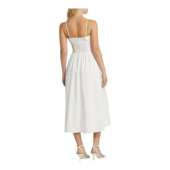 WAYF Sammie Pleat Strapless Stretch Cotton Sundress in White