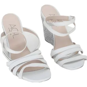 White AGL Women's Italian Dora Ankle Strap 5US Wedge Sandals 35.5 EU