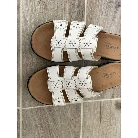 White Clark’s Strappy Sandals Ultimate Comfort Adjustable Leisa Spring New In Bx