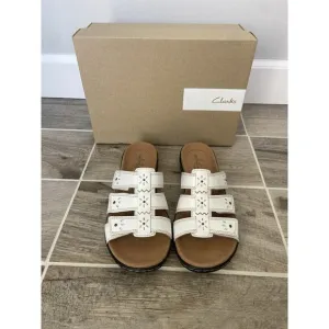 White Clark’s Strappy Sandals Ultimate Comfort Adjustable Leisa Spring New In Bx
