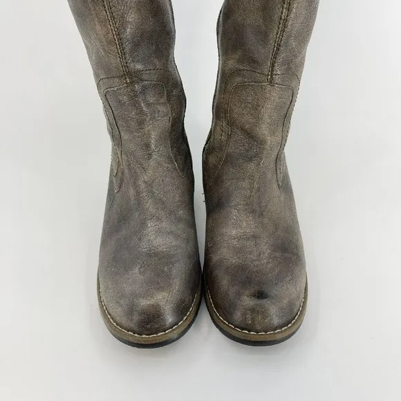 Wolky Taupe Pardo Tall Leather Boots Lace Up Back Side Zip Womens EUR  36 US 5.5