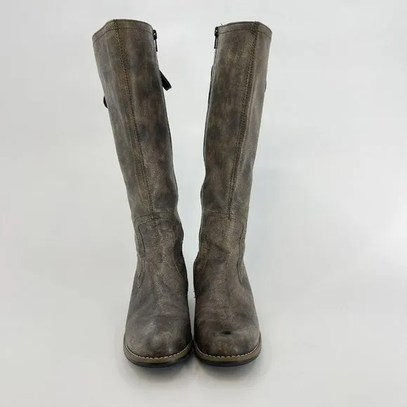 Wolky Taupe Pardo Tall Leather Boots Lace Up Back Side Zip Womens EUR  36 US 5.5