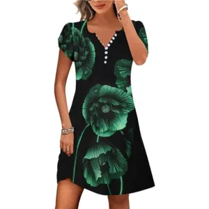 Womens Casual Dresses Short Sleeve Summer Dresses 2025 Boho Floral
