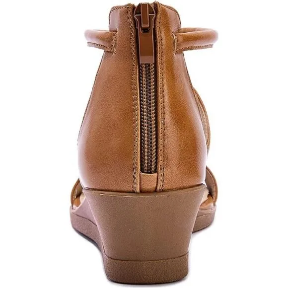 Women's Comfort Wedge Sandal - Ankle Strap Heeled Open Toe Sandals with Zipper